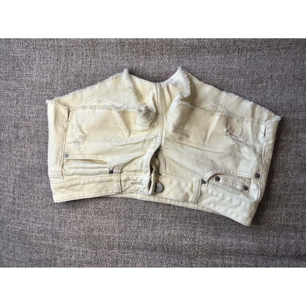 American Eagle Distressed Frayed Hem Jean Shorts yellow Women's Size 4